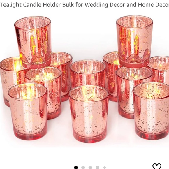 Rose Gold Mercury Glass Votive Candle Holders - Picture 2 of 6